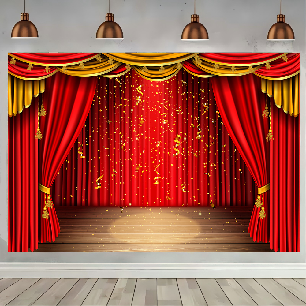 Photography Lighting Box - Red Theater Curtain Party Backdrop Stage