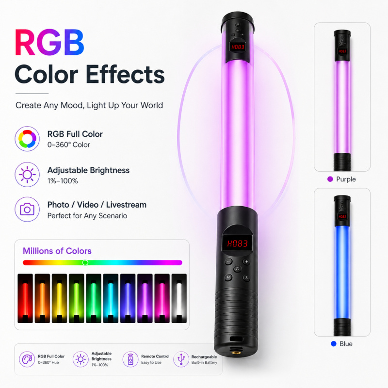 RGB Handheld Video Light Wand, - đánh giá và giá Photography Lighting Indoor