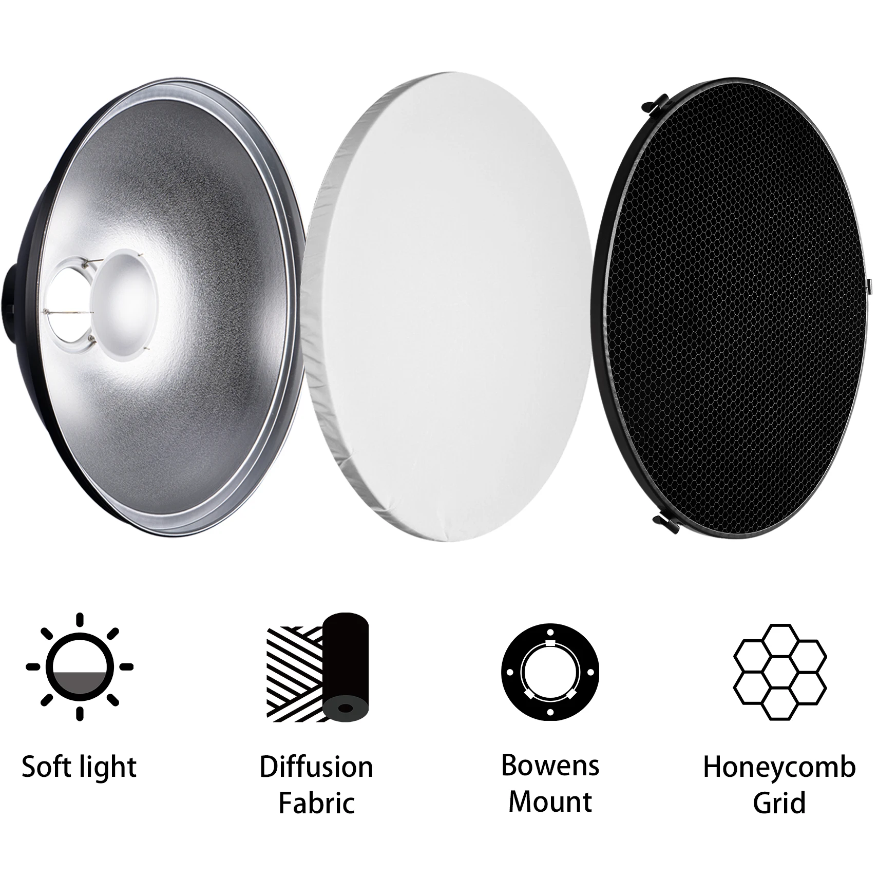 Selens 55cm Silver/White Inter - đánh giá và giá Beauty Dish 55Cm